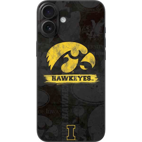 University of Iowa Hawkeyes Distressed Logo iPhone 16 Plus Skin
